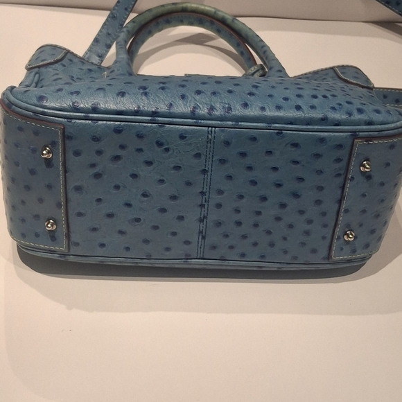 EUC Dooney & Bourke Teal Ostrich Leather 2-Way Medium Top Handle Satchel OS - Picture 7 of 16